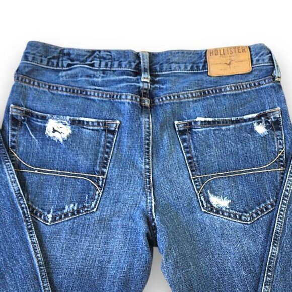HOLLISTER Balboa 32x30 Men's Button Fly Jean Straight Distressed Denim Blue - Picture 6 of 15
